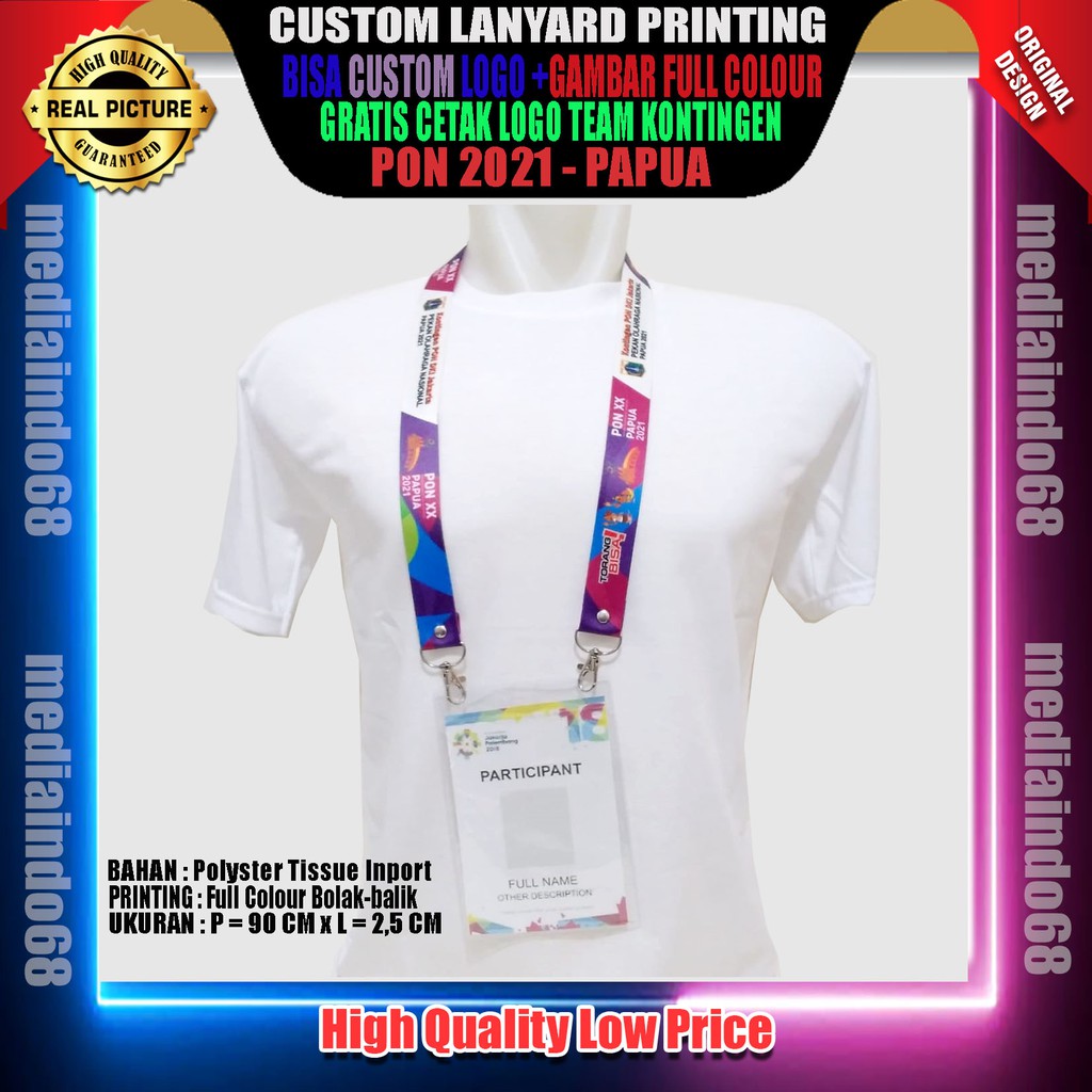 

CUSTOM Lanyard ID CARD 2,5 cm/Strap ID Printing Digital (Paket Lengkap)
