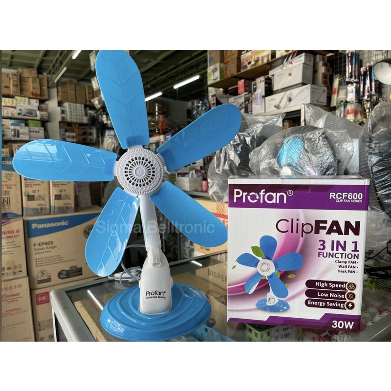 Kipas Angin 3in1 Meja / Jepit / Dinding Profan 5 baling-baling 20watt & 30watt