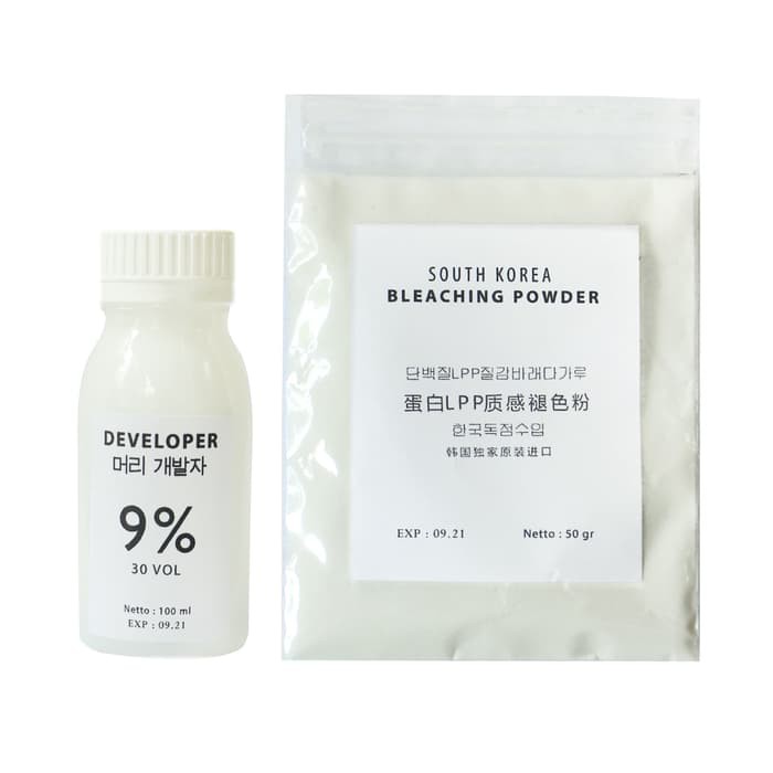 BK KOREAN BLEACH POWDER 50 gram + developer 100 ml bubuk bleach