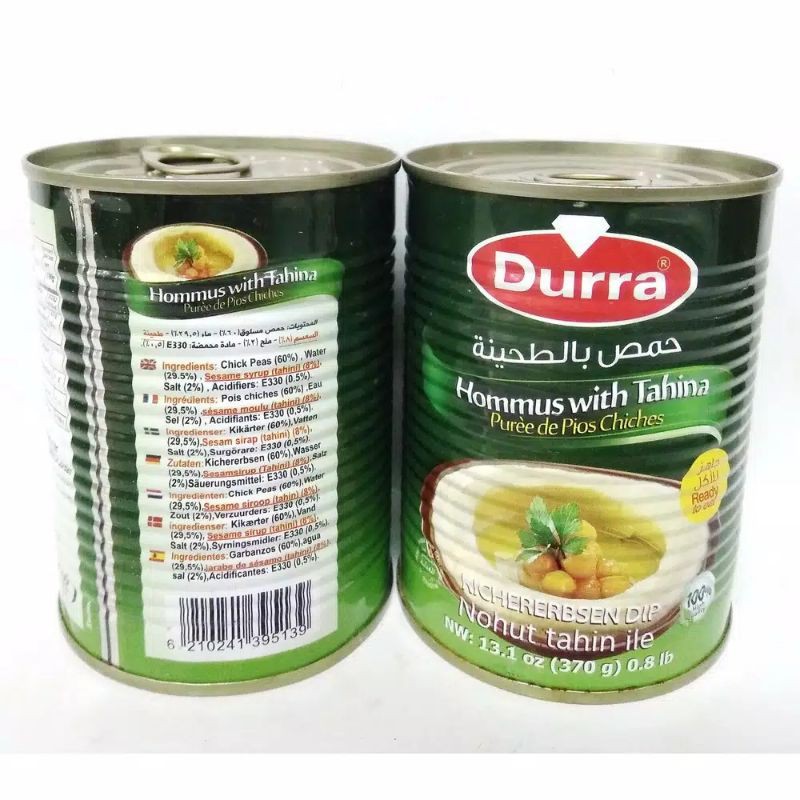 

Makanan Arab Hummus Durra Hommus with Tahina Dip Ready to eat 370 Gram Humus Kitchererbsendip