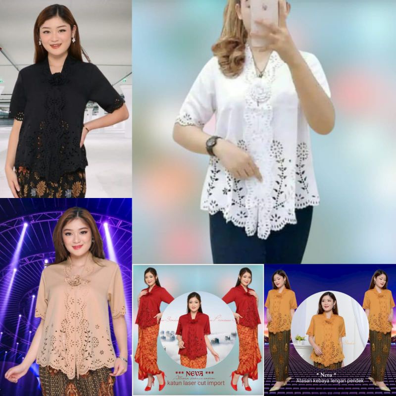 Atasan Kebaya encim katun import model laser  senada wanita Termodern