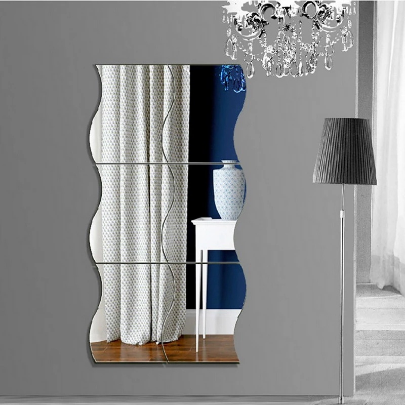 6Pcs/Set Wave Shape Mirror Wall Stickers