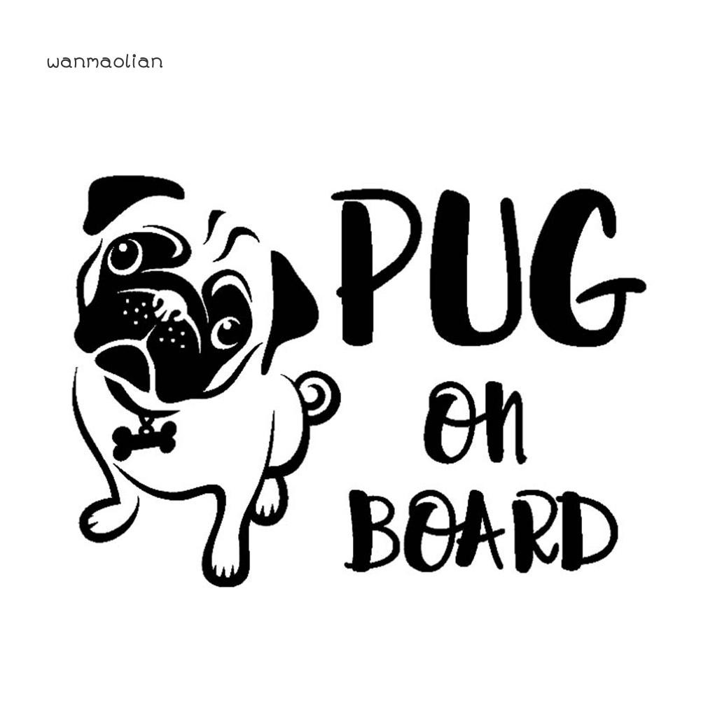 Wm 16 7x12cm Stiker Decal Motif Kartun Anjing Pug Anti Air