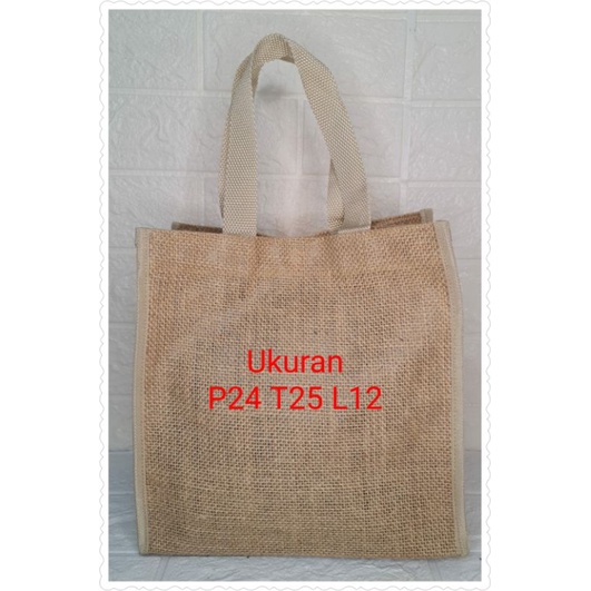 TAS GONI POLOS BURLAP Jute Bag Natural READY TOTE BAG GONI MINII