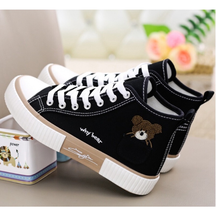 Sepatu Sneakers Kanvas Wanita Semi Boots Korean Syle Best Quality why Bear BR-02-4