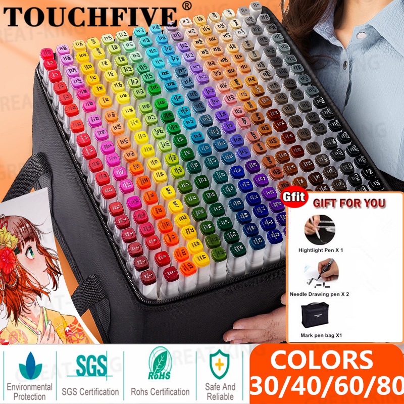 TouchFive 30/40/60/80 Warna Sketsa Spidol Umum General Marker Set Animation Markers