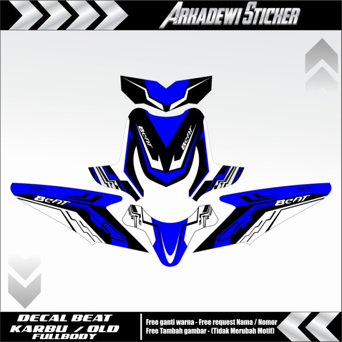 decal beat karbu full body / stiker beat karbu full body FREE CUSTOM - Biru
