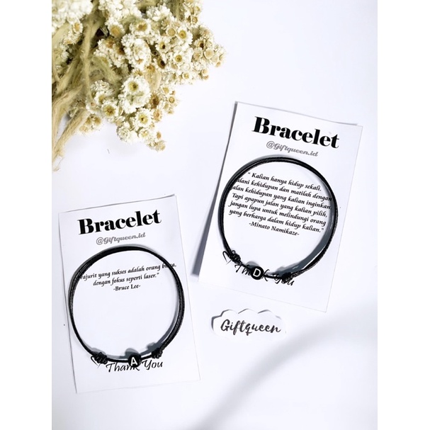 Gelang Tali Couple Inisial Huruf Bulat (A-Z) / Gelang Inisial Huruf Bulat Tali Korea