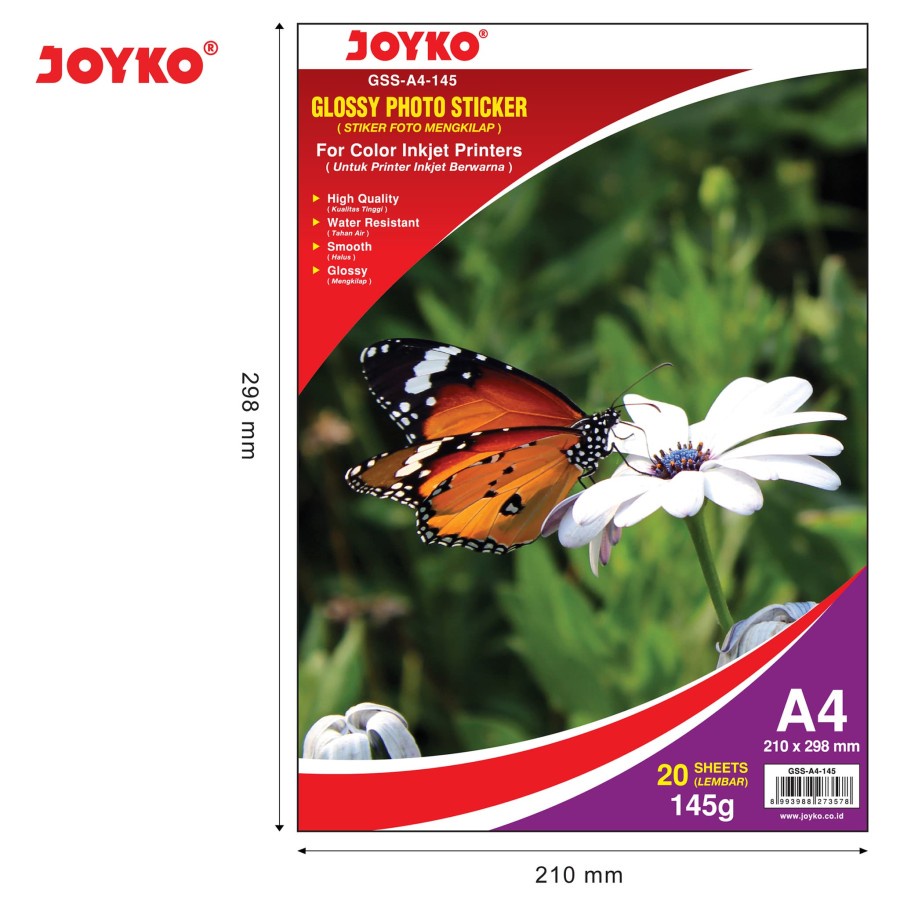 

Joyko Kertas Foto Glossy Sticker Photo Paper A4 145gram GSS-A4-145