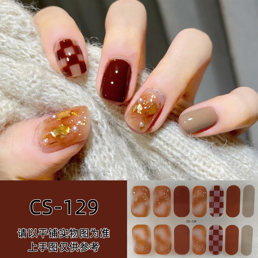 14pcs / Set Stiker Kuku Motif Kartun Warna Gradasi Anti Air / Racun Untuk Nail Art / Manicure DIY