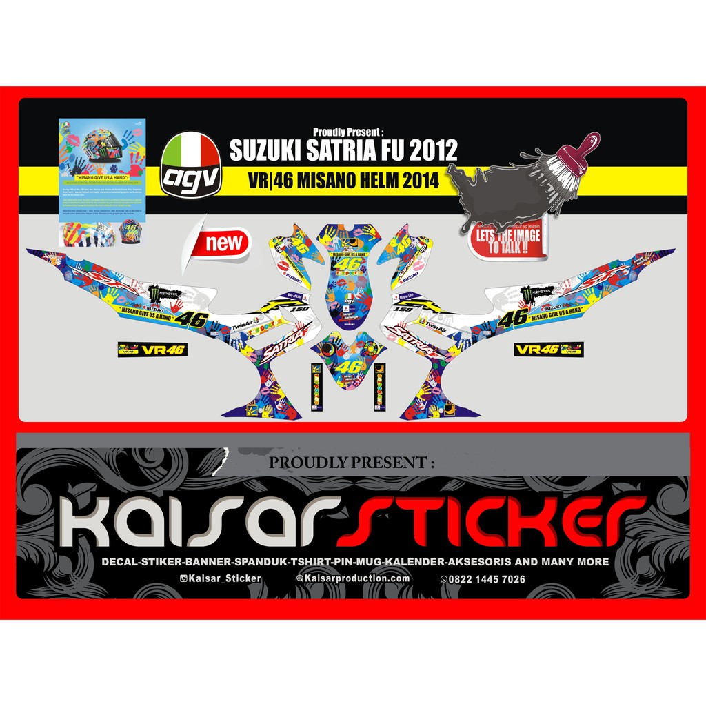 Decal Sticker Motor Full Body Stiker Suzuki Satria Fu 2012 HELM ROSSI