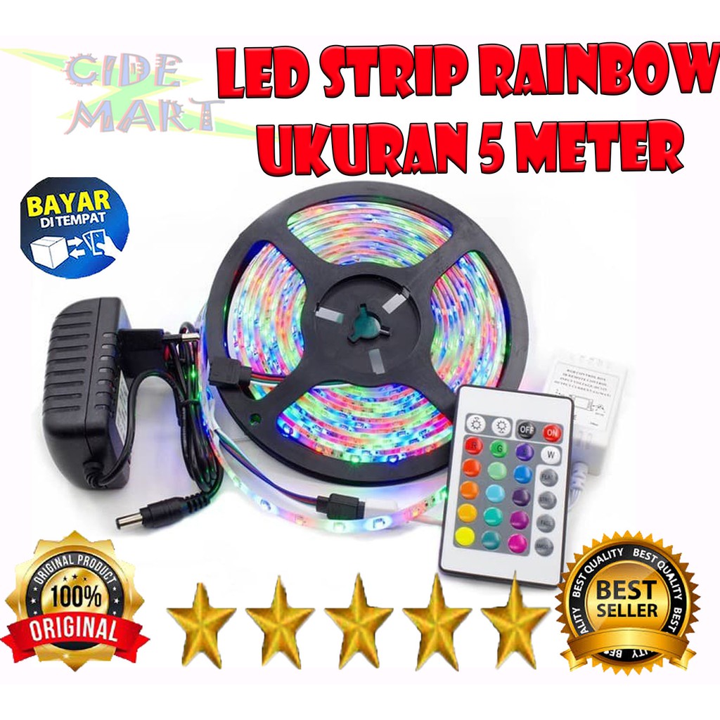 [UKURAN 5 M] LAMPU LED STRIP RGB WARNA WARNI FREE REMOTE CONTROL SIAP PAKAI / LAMPU HIAS DEKORASI