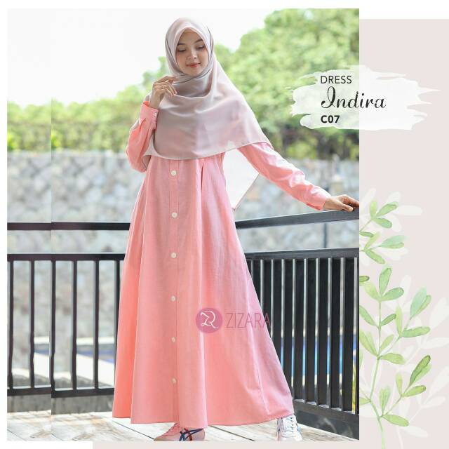 Indira Dress Gamis Katun Oxford Original By Zizara