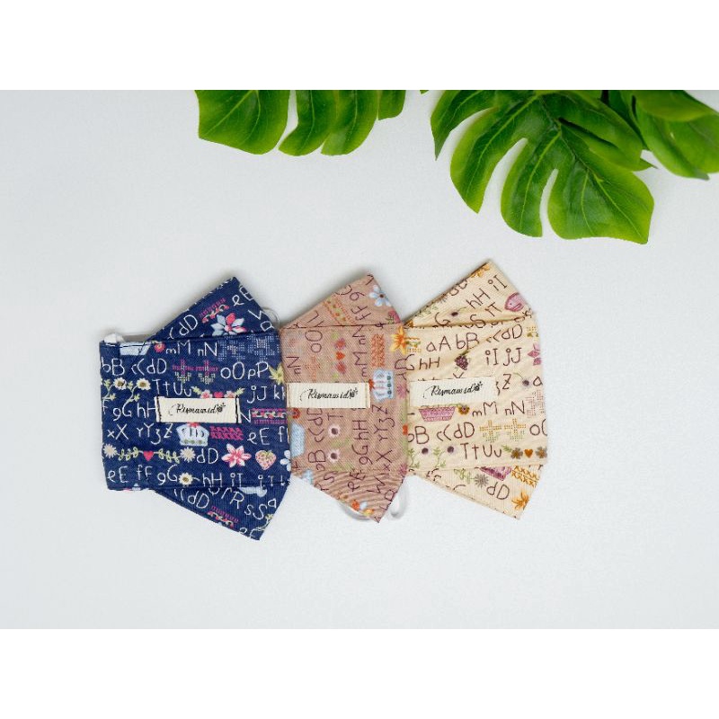 MASKER KAIN 3D REMAJA | 3 DIMENSI | EVO | 3 LAPIS MOTIF ALPHABET