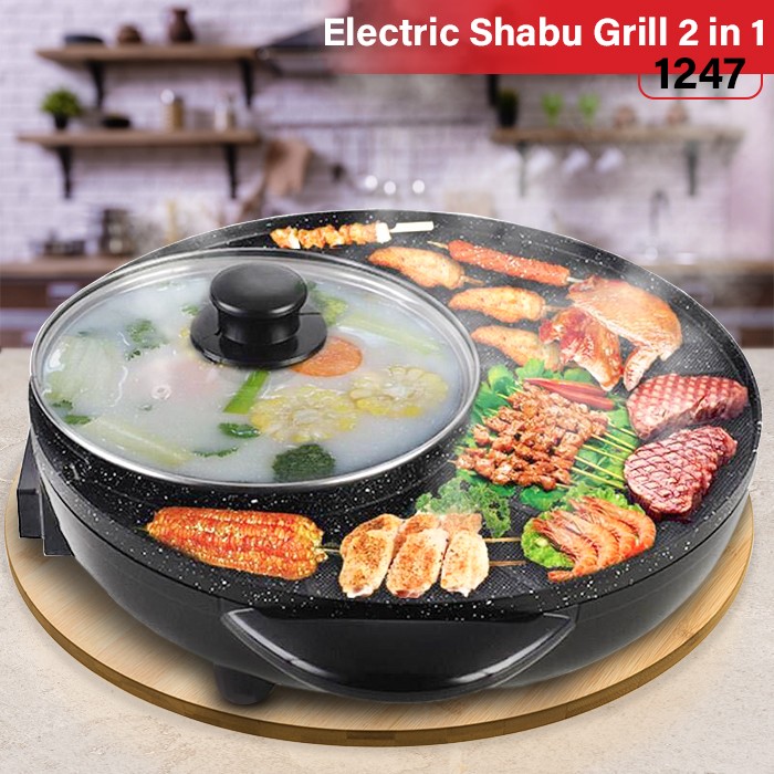 TERBARU Alat Panggang dan Rebus Elektrik 2 in 1 1247- Denki Steamboat Grill