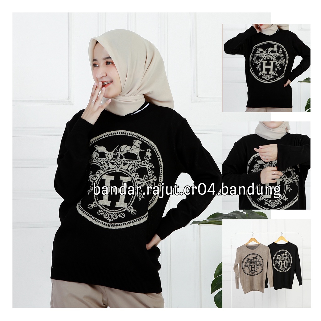 SWEATER RAJUT BAHAN COTTON/MOTIF H