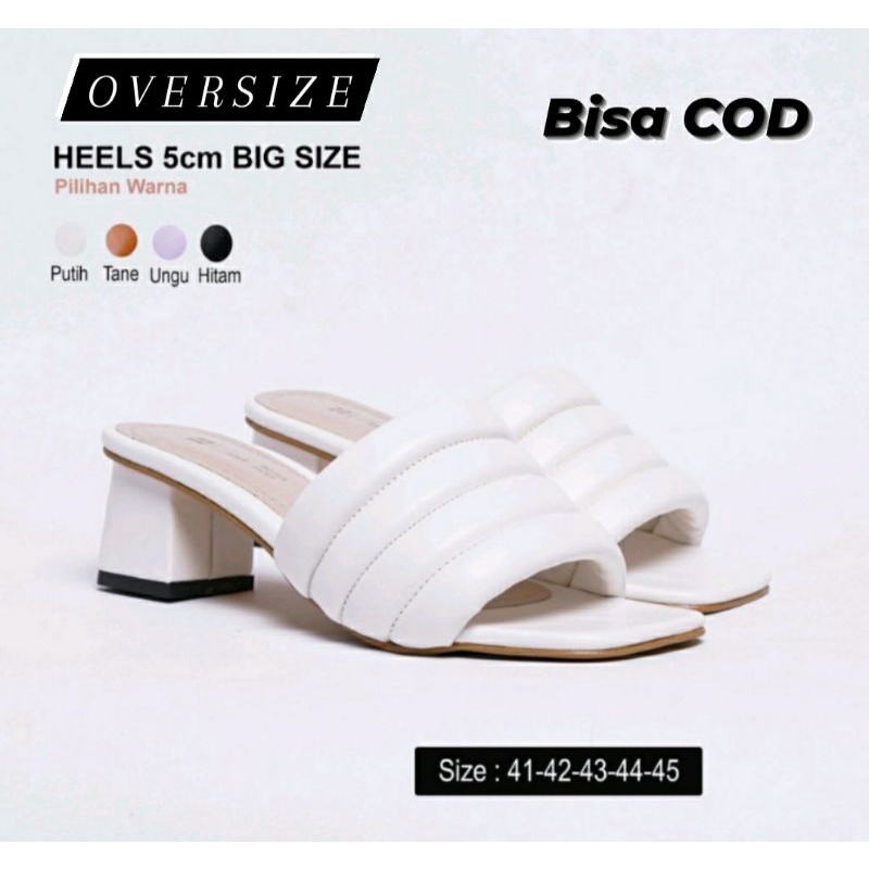 IMPOR Higheels Super Big Size White 41.42.43.44.45 Slop JUMBO 363.Vz Sendal Heels Oversize