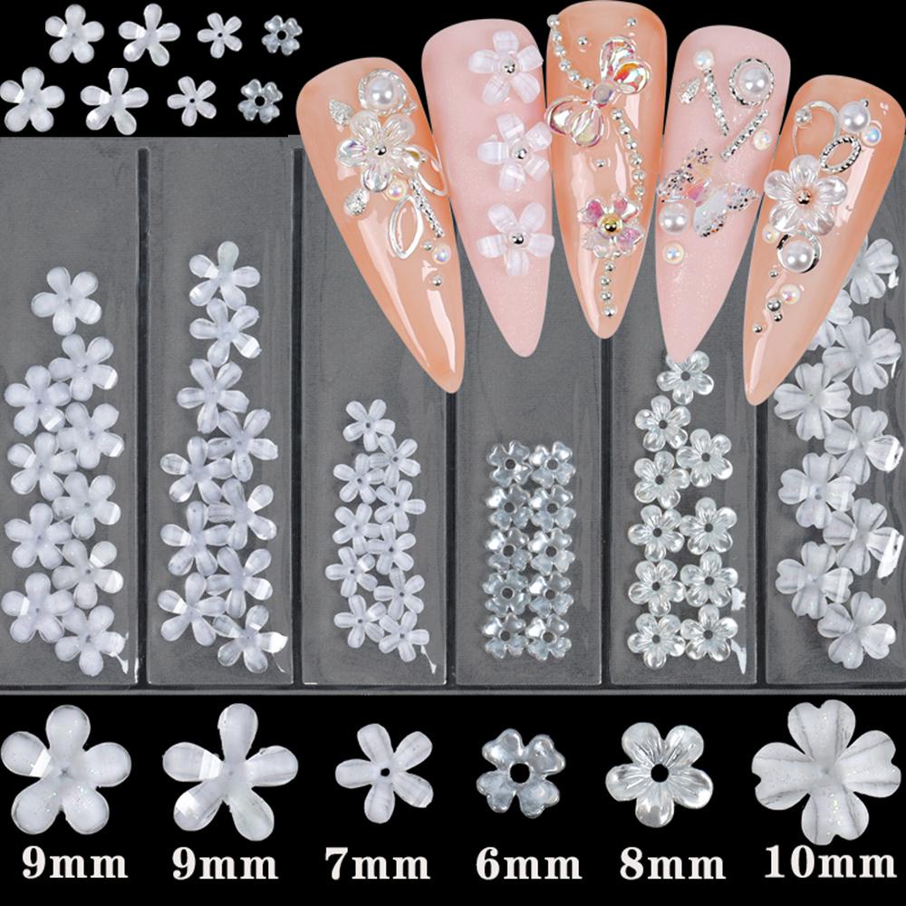 AUGUSTINA Agustin 3D Rose Resin Glazed Flowers Kreatif Berbagai Kupu-Kupu Laser Manicure DIY Tips Kelopak Ikatan Simpul Perhiasan Kuku