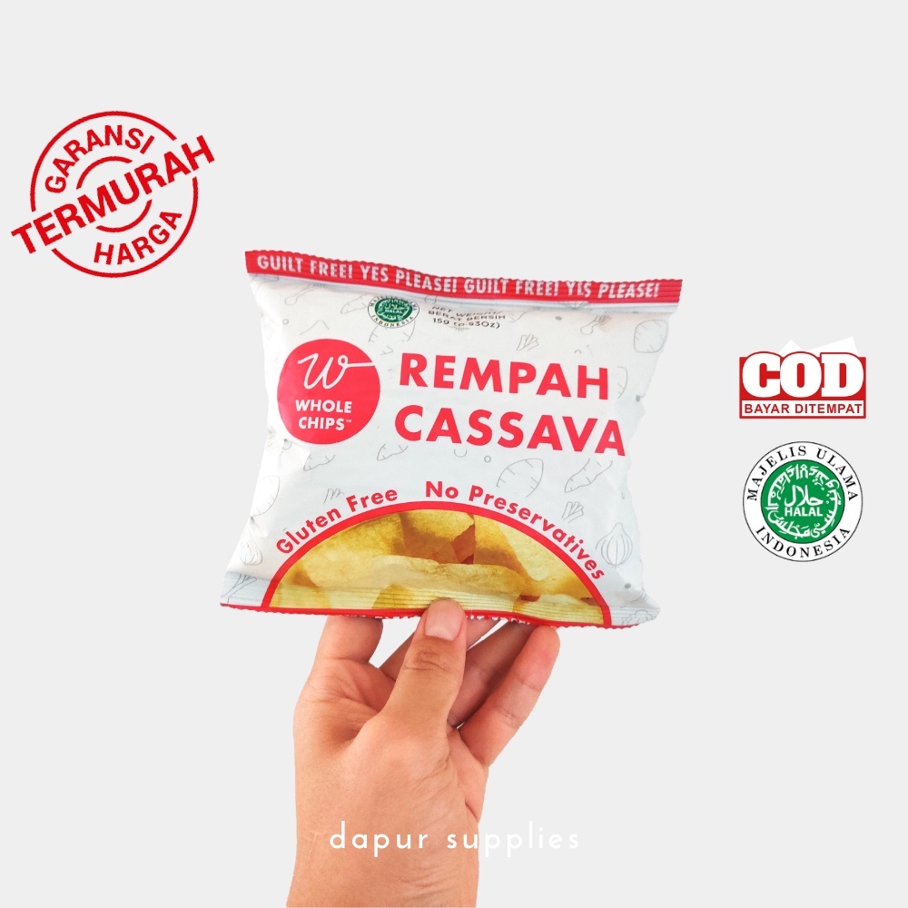 Whole Chips Keripik Singkong 15gr / Gluten Free Keripik Singkong Halal Sehat Bebas MSG / Whole Chips Rempah Cassava