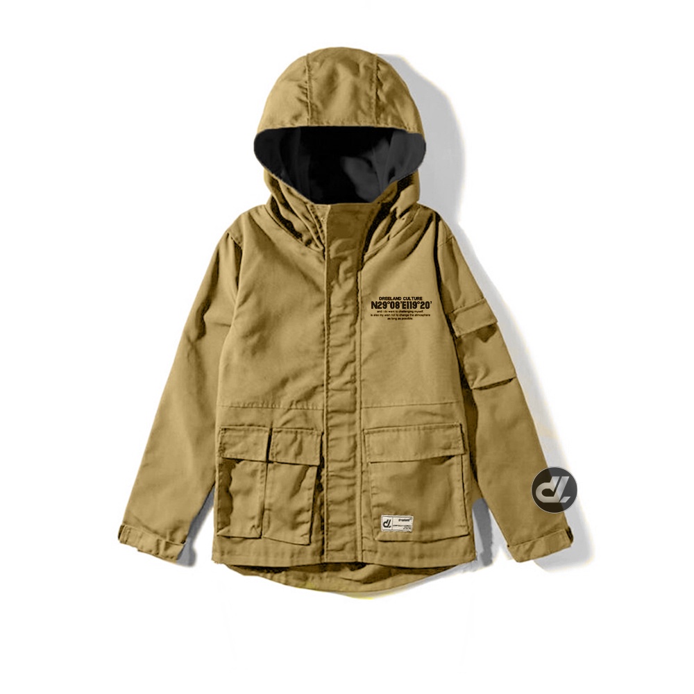 Jaket Parka Force Kanvas Jaket Hoodie Canvas Original Dreeland Jaket Pria Kanvas Cream 2022