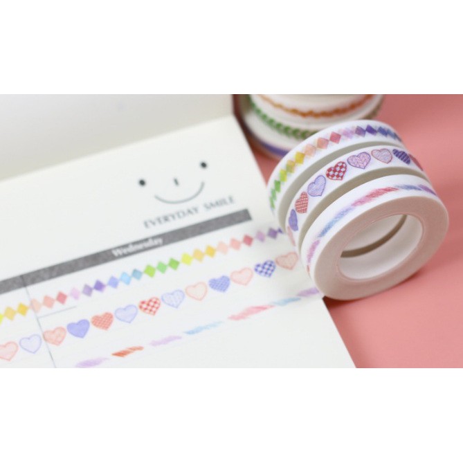 

[MODEL 1] Slim Masking Tape Set Scrapbooking/ washi tape /washing tape/ isolasi motif/ isolasi motif