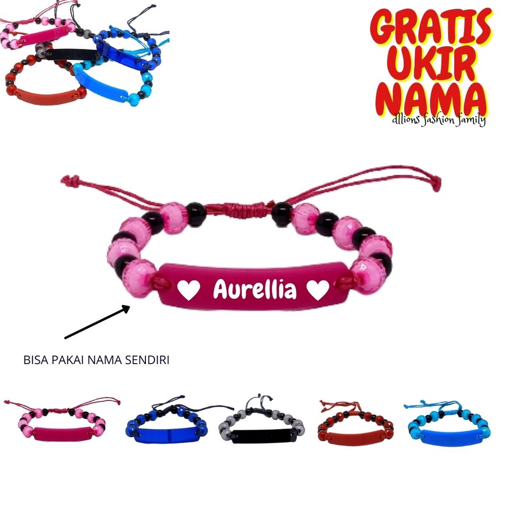 GELANG NAMA,GELANG UKIR NAMA,BERVARIANT WARNA HARGA UNTUK SATU BUAH,GELANG ANAK