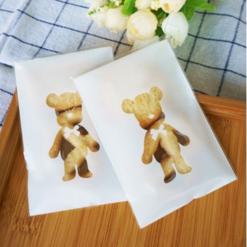 

20pcs kantong plastik teddy white/ cookies bag candy/souvenir hampers