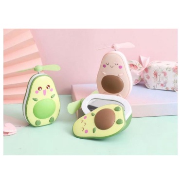 [MH] Kipas Cermin Makeup Led 3in1 Avocado Mini Fan Led Mirror USB Charger