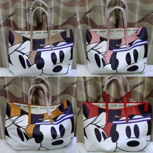 Tas Totebag wanita import lacoste mickey branded