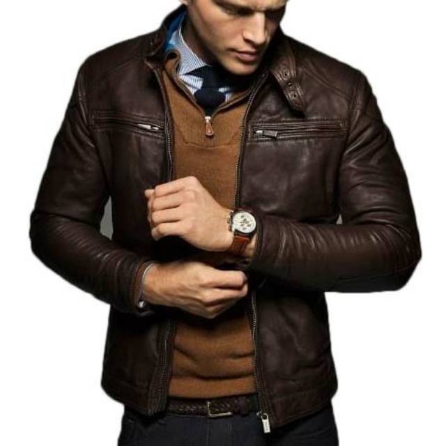 Jaket semi kulit pria coklat