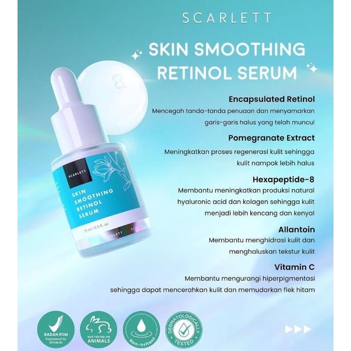 SCARLET SERUM WAJAH RETINOL / NIACINAMIDE 15ML FACE SERUM SKINCARE