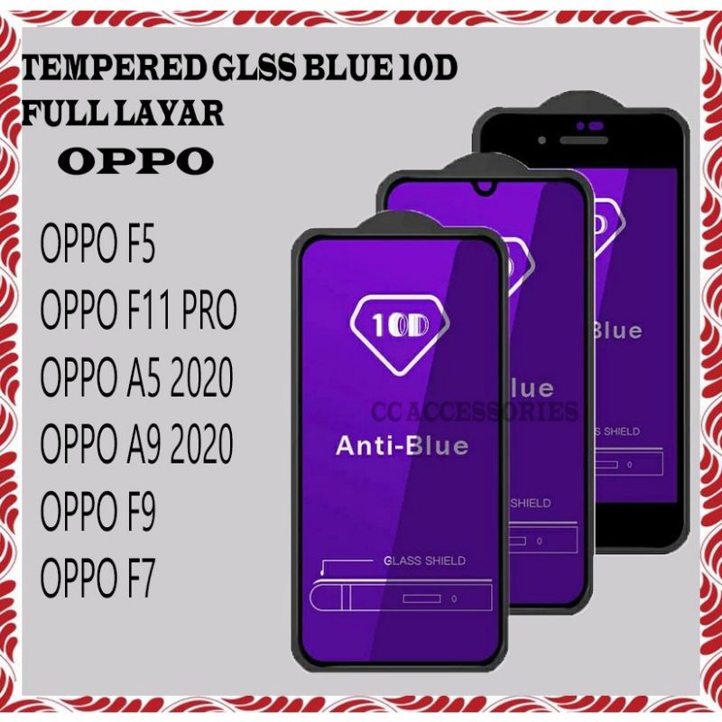 Tempered Glas anti gores kaca Tg full Blue Light Oppo A92 ORIGINAL