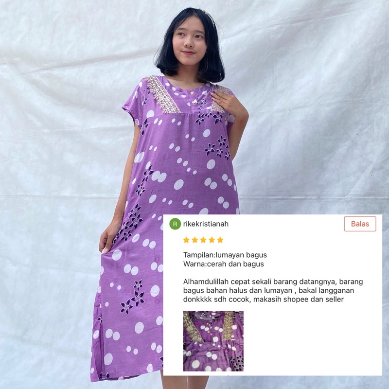 Sapasara - Daster Bali / Daster Payung Renda bahan Rayon Adem LD 110 Selutut Busui Friendly Etalase 2