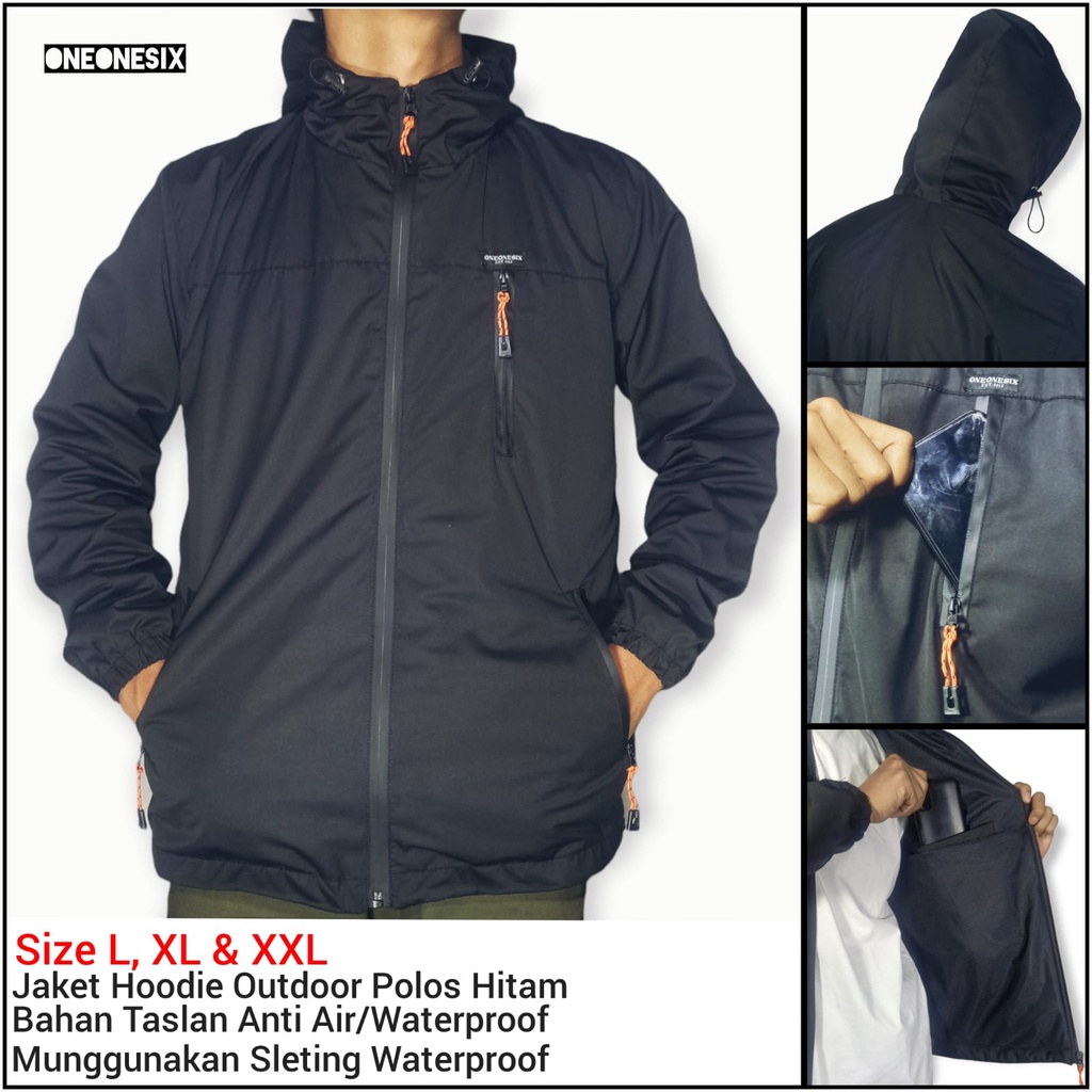 Jaket Parasut Anti Air Pria Jacket Hoodie Outdoor Taslan JN Pria &amp; Wanita Waterproof