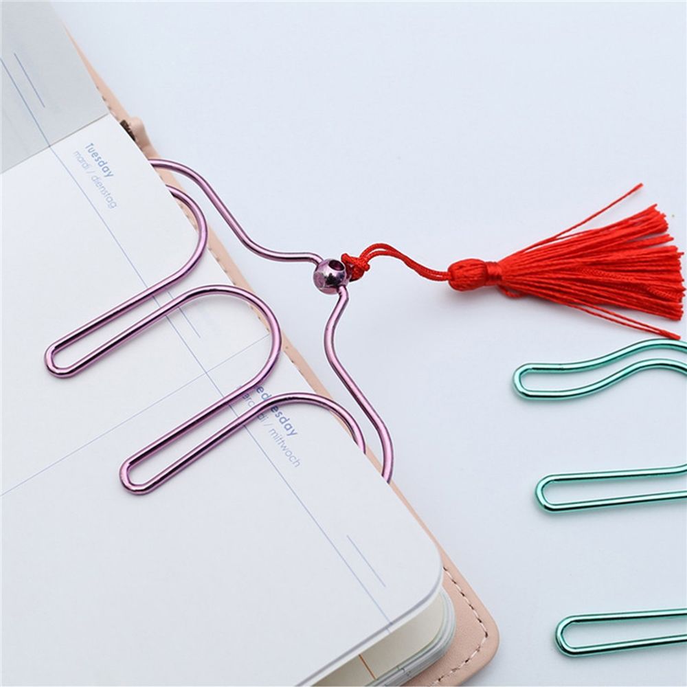 ELEGANT Creative Paper Clips Hollow with Tassel Music Book Clip Piano Book 5 Colors Electroplated Metal Bookmark/Multicolor