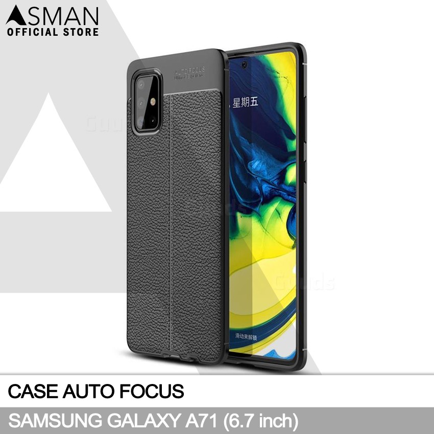 Auto Focus Samsung Galaxy A71 (6.7&quot;) | Soft Case Leather Premium - Hitam