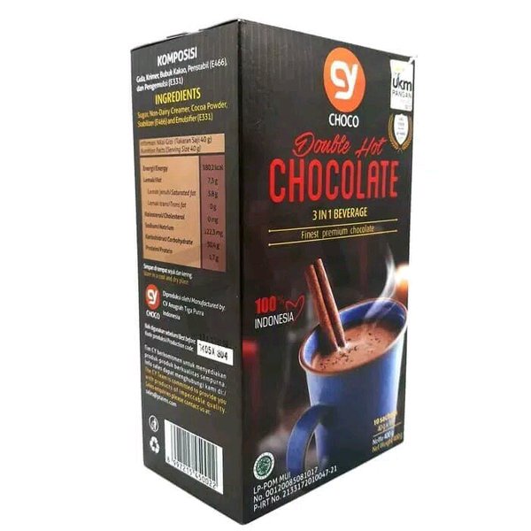 [HALAL] CY Double Hot Choco 3 in 1 Box 10×40gr Minuman Cokelat