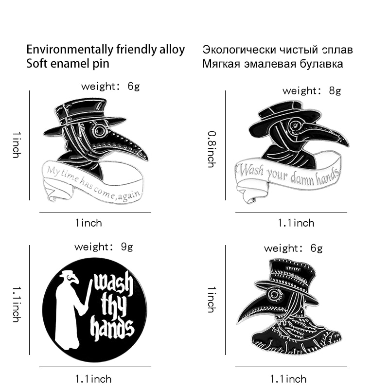 Bros Pin Enamel Desain Kartun Plague Doctor Beak Face Untuk Hadiah