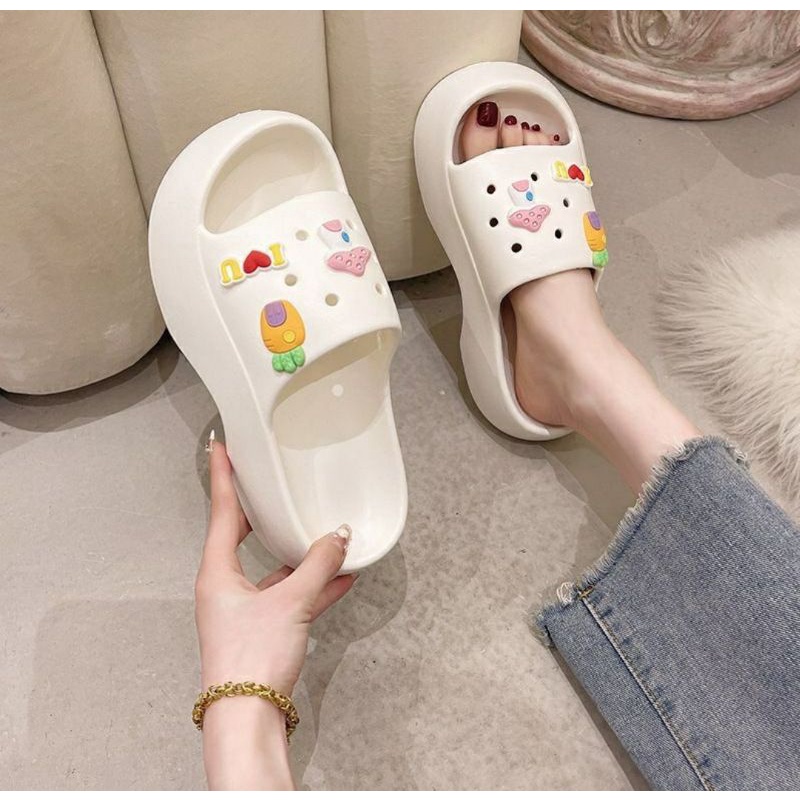 Home-EVA Sandal Slide Wanita Wedges Import Tebal 5cm  Carrot Jabbitz