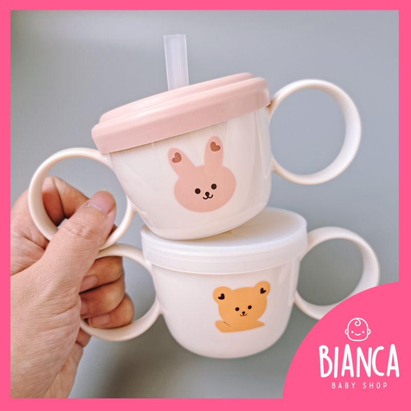 BIANCA - BEAR SERIES Gelas Training Cup Anak + Tutup Snack 2 in 1