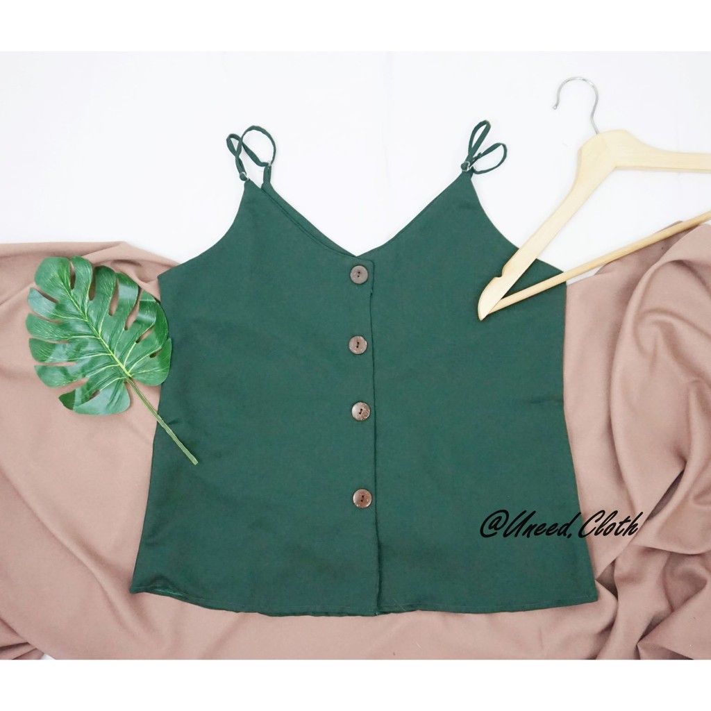 Uneed Cloth / TANKTOP WANITA POLOS / TENGTOP / TANKTOP JUMBO / TANGTOP / TANK TOP KANCING / LYLA XXL-Green Bottle
