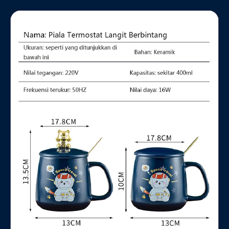 Mi.more Cangkir Pemanas Set Keramik Space Planet Style Kopi Mug Hangat Timer Pemanas Coaster Smart Termostatik Pemanas Pad Hot Plate Hot Susu Cangkir Kopi Hangat