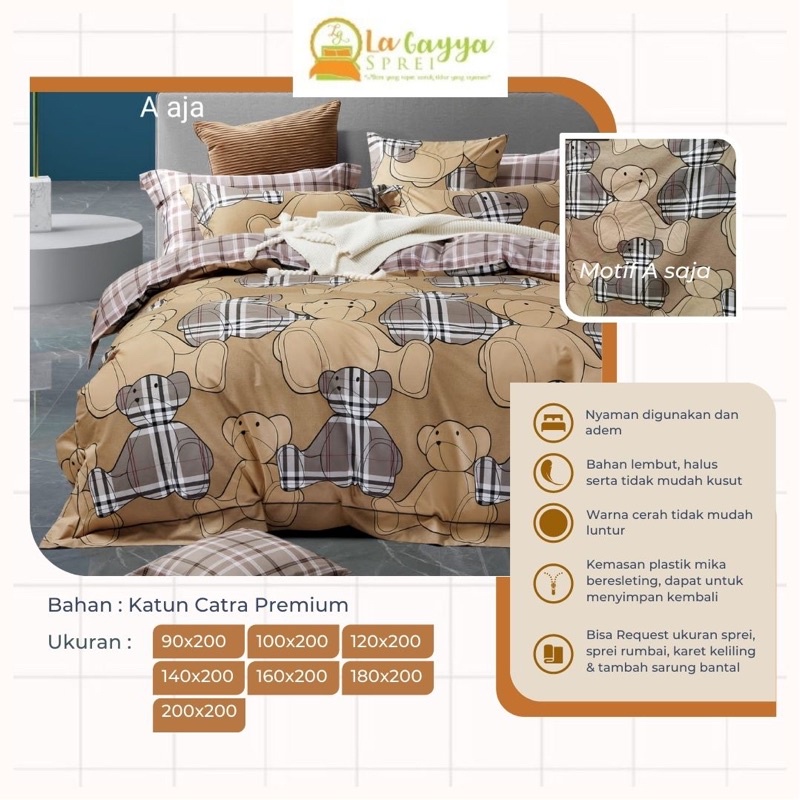 Home Made Sprei Seprei BEAR COKLAT Ukuran 200 x 200 x 30 Seprai 180 x 200 x 30 Sprai 160 x 200 x 30 