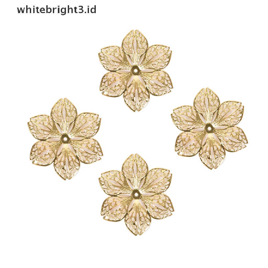 (whitebright3.id) 50pcs / Set Konektor Liontin Bentuk Bunga Filigree Untuk Kerajinan Tangan DIY