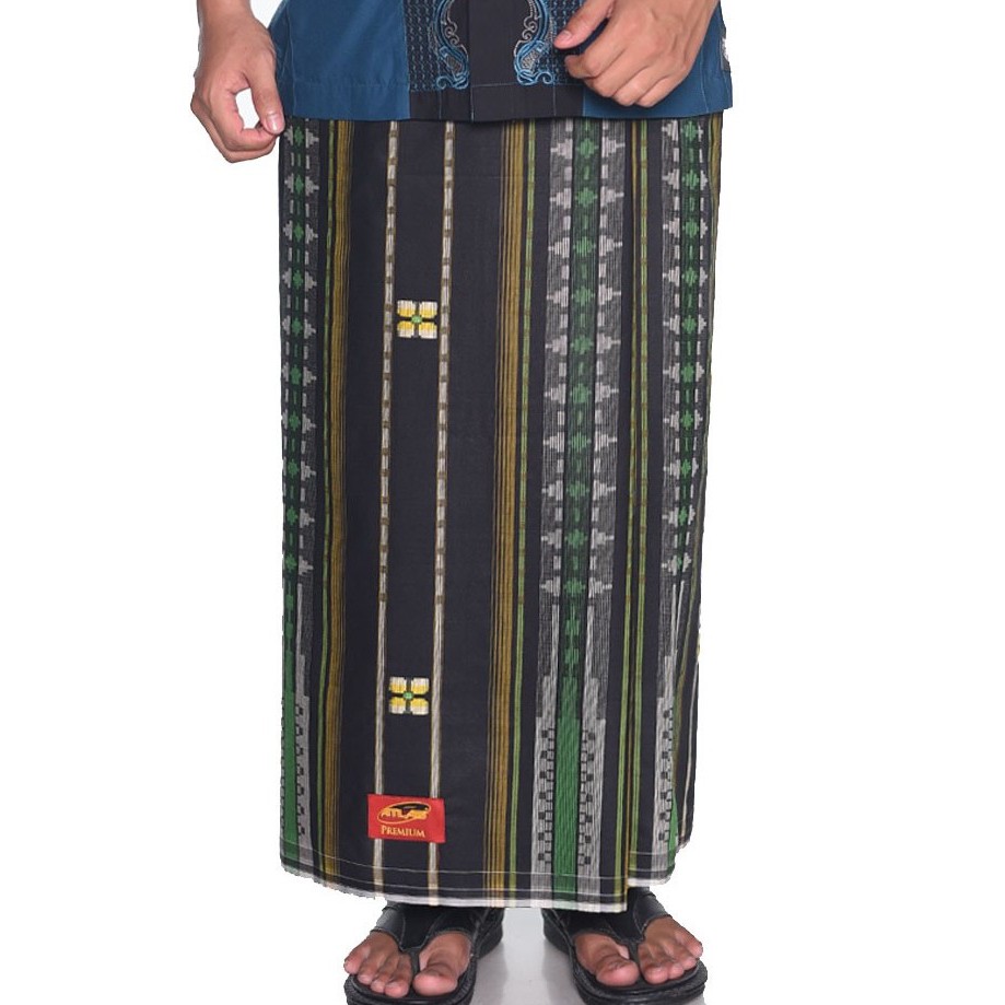 Sarung Atlas Songket Premium 790 Hitam Kombinasi