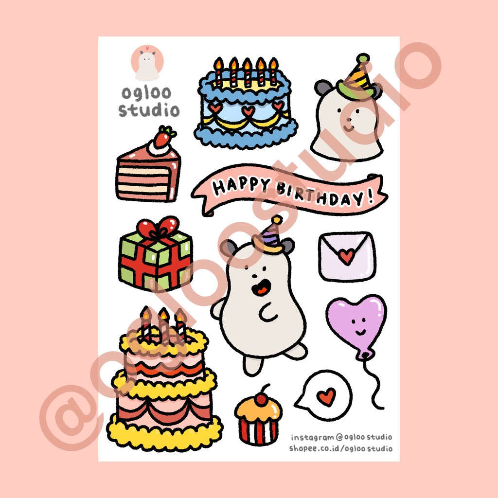 STICKER AESTHETIC STIKER ESTETIK STICKER TUMBLR STIKER LUCU HAPPY BIRTHDAY Shopee Indonesia