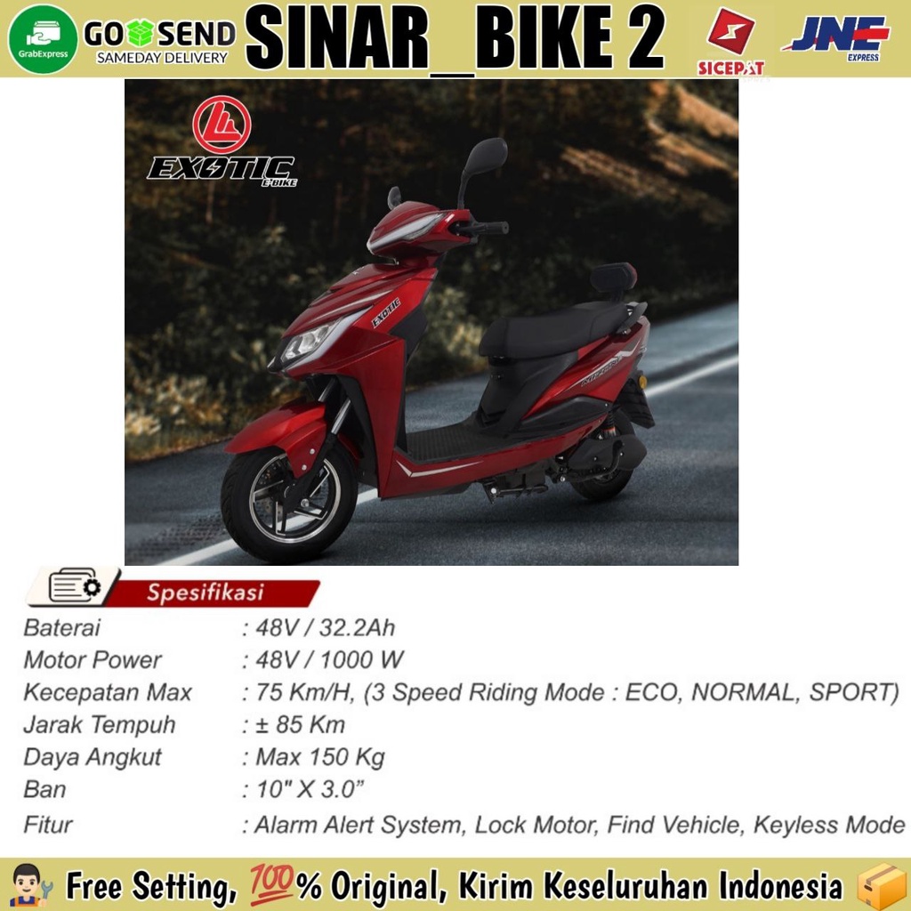 Sepeda Motor Listrik EXOTIC MIZONE Electric E Bike 1000 Watt