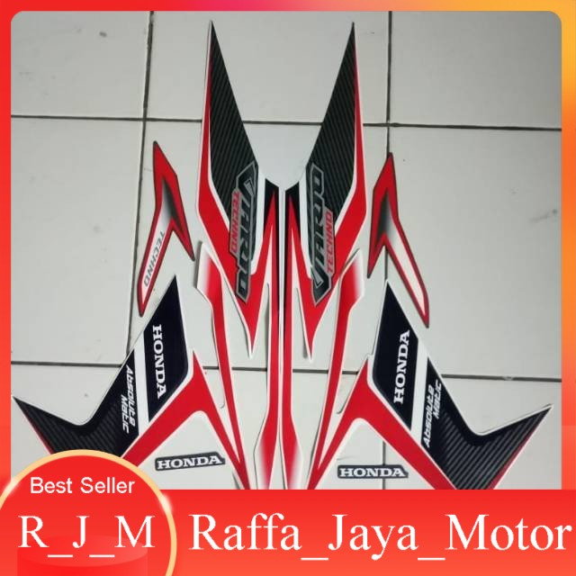 Sticker / Striping / Emblem / Decal motor Honda Vario Techno 110 2011 Putih Merah Terlaris / Murah