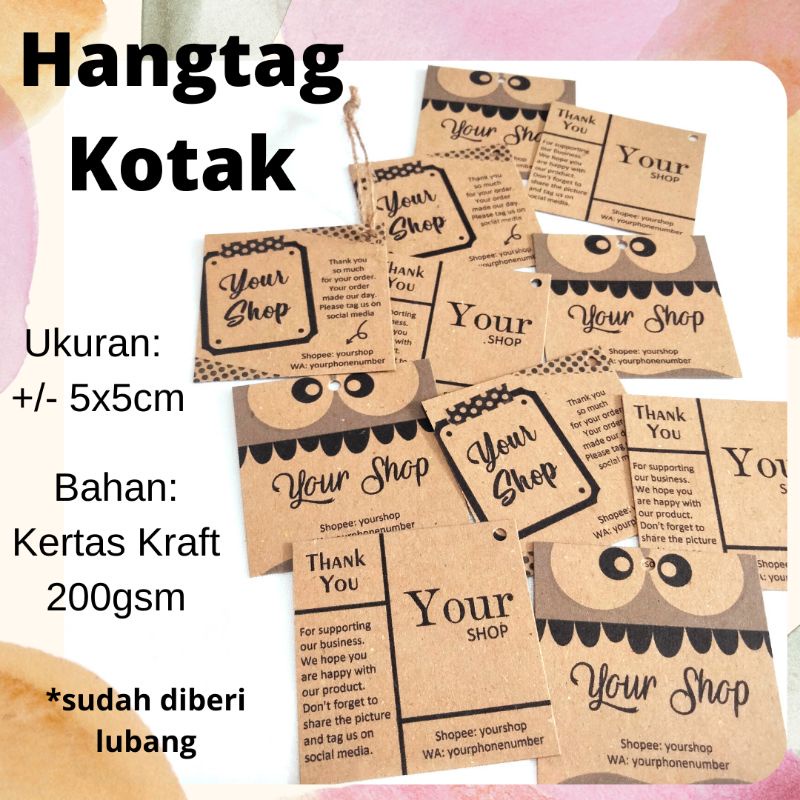 

[ISI 20PCS] HANGTAG KOTAK CUSTOM BAHAN KERTAS KRAFT MOTIF UNIK DAN LUCU HARGA TERMURAH/ GANTUNGAN BAJU LUCU/ LABEL BAJU/LABEL CELANA/LABEL TAS/THANK YOU CARD/KARTU UCAPAN