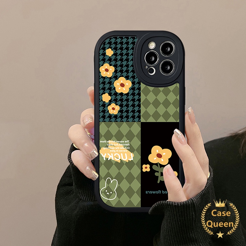 Casing Soft Case TPU Motif Kotak-Kotak Hijau Untuk IPhone 11 / 12 / 13Pro MAX / 6 / 6s / 7 / 8 + / XR / X / XS MAX